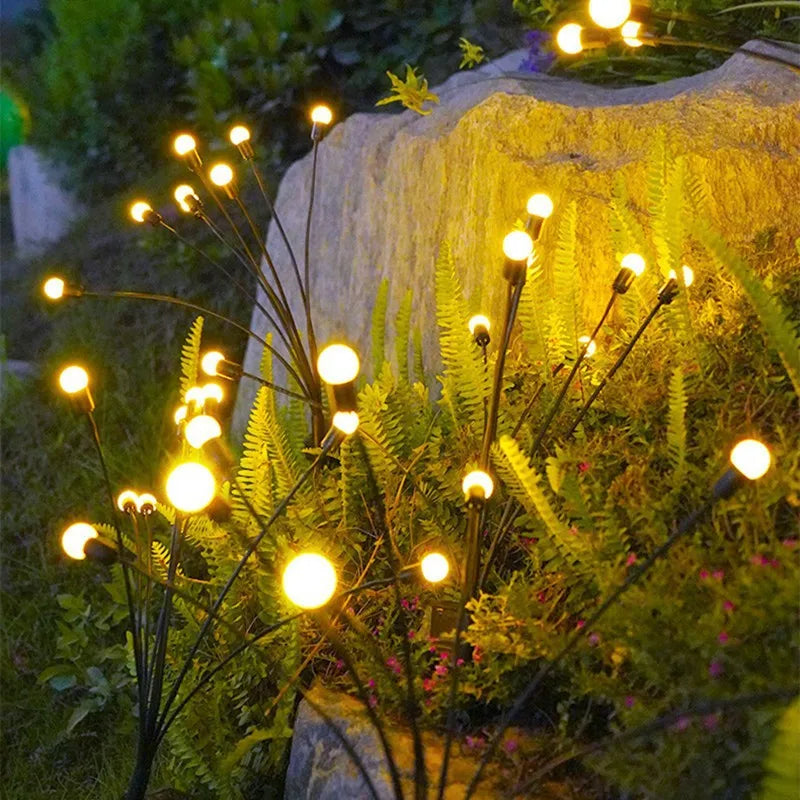 Garden Lights-New Upgraded Solar Powered Firefly Lights Outdoor Waterproof Vibran Garden Lights for Decorationi