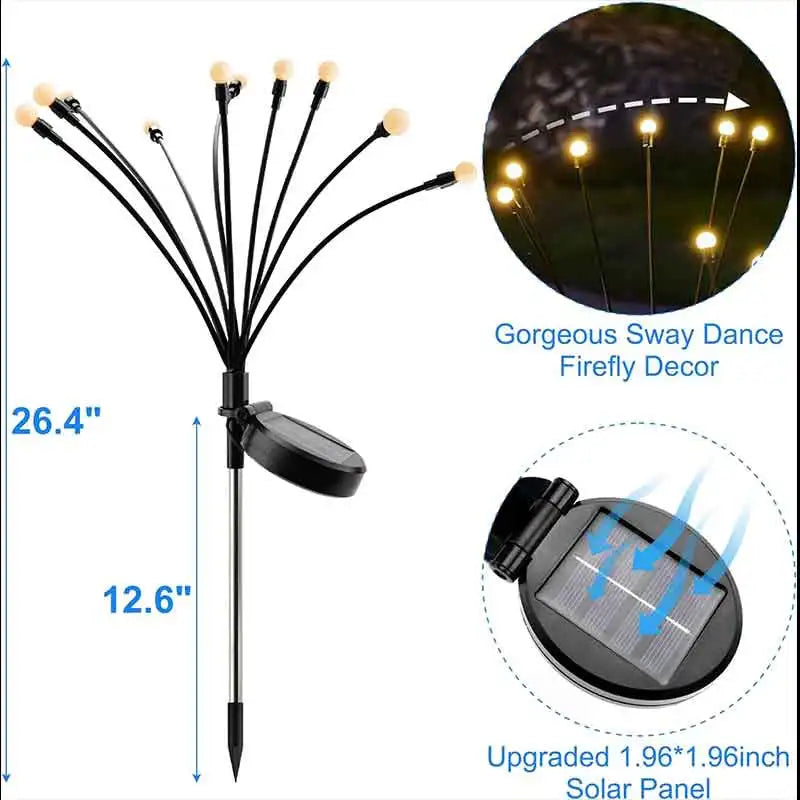 Garden Lights-New Upgraded Solar Powered Firefly Lights Outdoor Waterproof Vibran Garden Lights for Decorationi